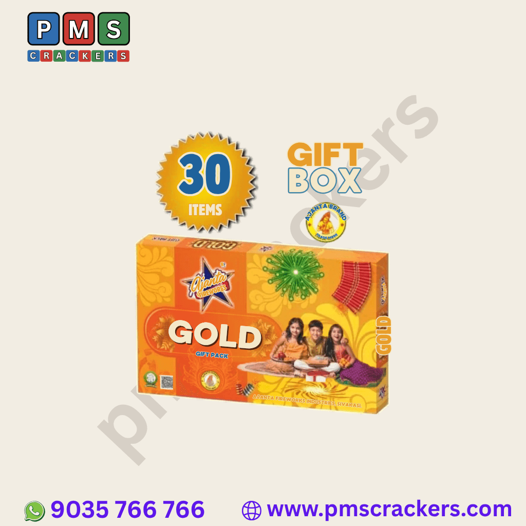 Gold Gift Box – 30 Assorted Fireworks | Ajanta Fireworks | PMS Crackers