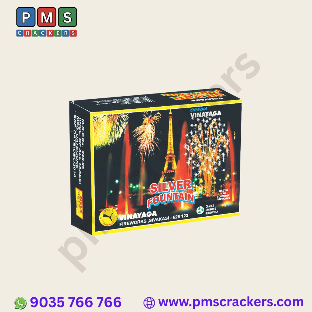 Silver Fountain (1 Box) – A Dazzling Rain Of Silver Elegance | Sony Fireworks | PMS Crackers