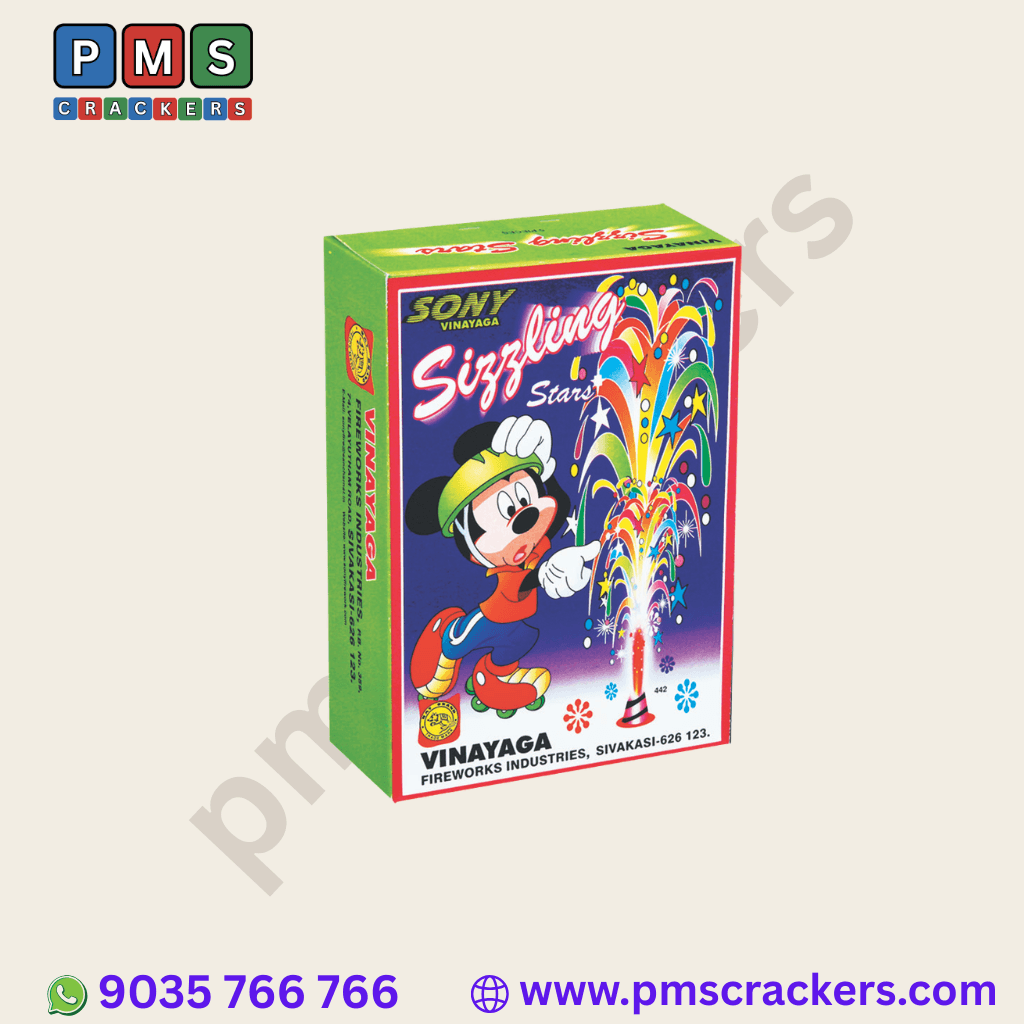 Sizzling Stars (5 Pieces) – Red & Green Flying Fountain | Sony Fireworks | PMS Crackers