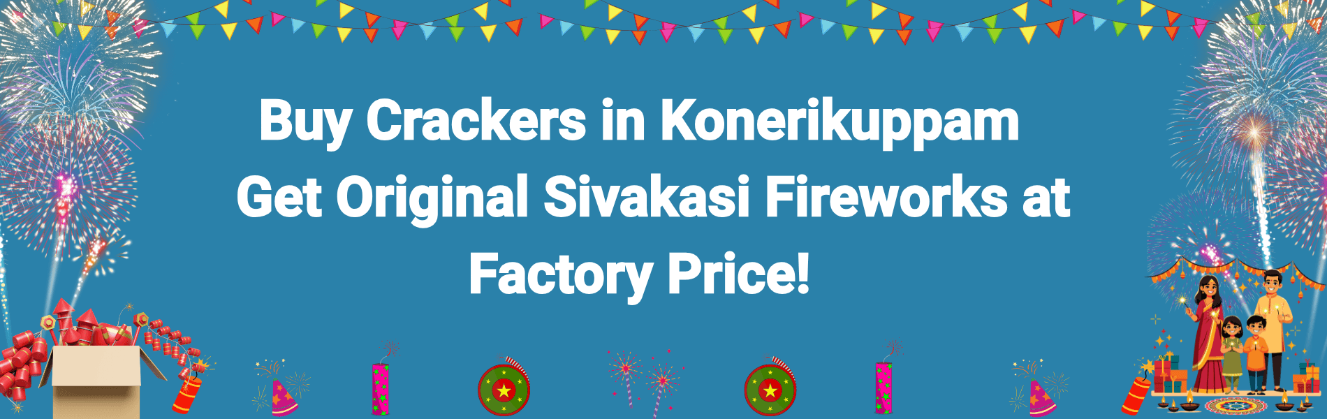 Colorful Sivakasi fireworks and Diwali crackers available for home delivery in Konerikuppam