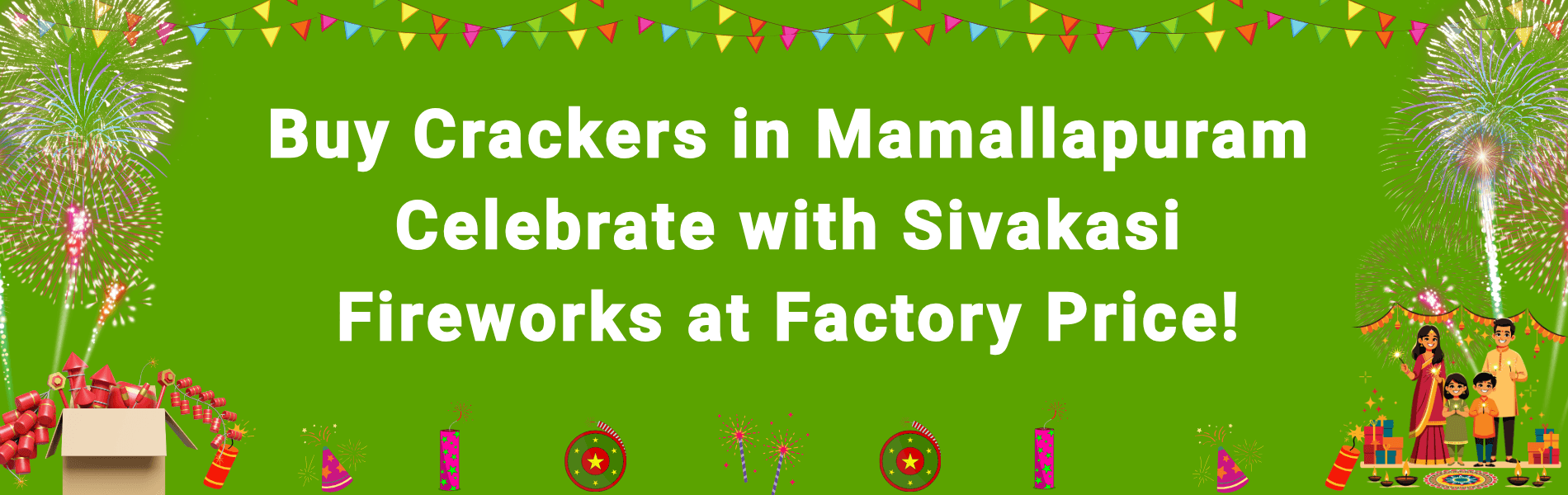 Colorful Sivakasi Diwali fireworks display for families buying crackers in Mamallapuram